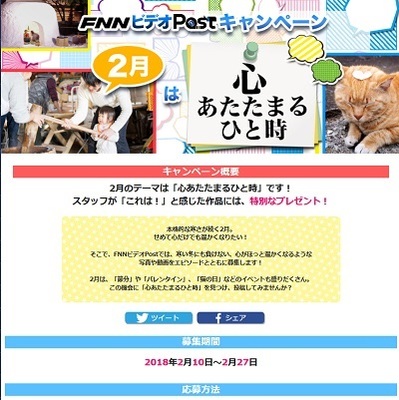 FNNビデオPostキャンペーン 2月のテーマは「心あたたまるひと時」
